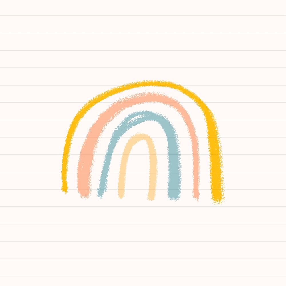 Hand drawn chalk rainbow vector diary cute doodle for kids
