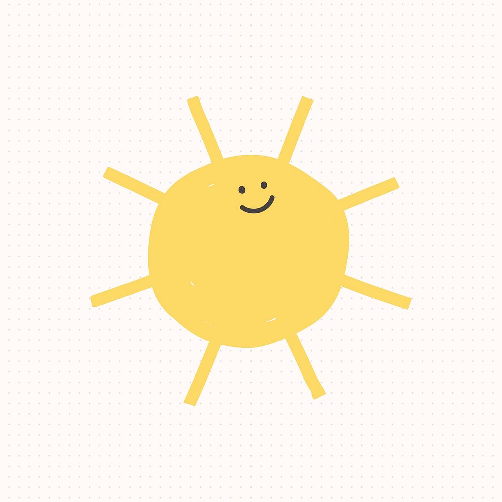 Happy sun weather sticker vector cute doodle for kids