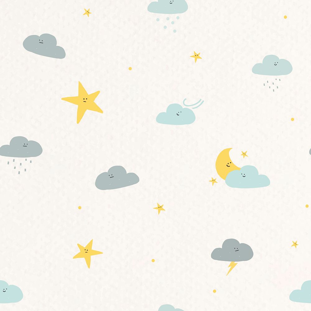 Night sky seamless pattern psd weather doodle background for kids