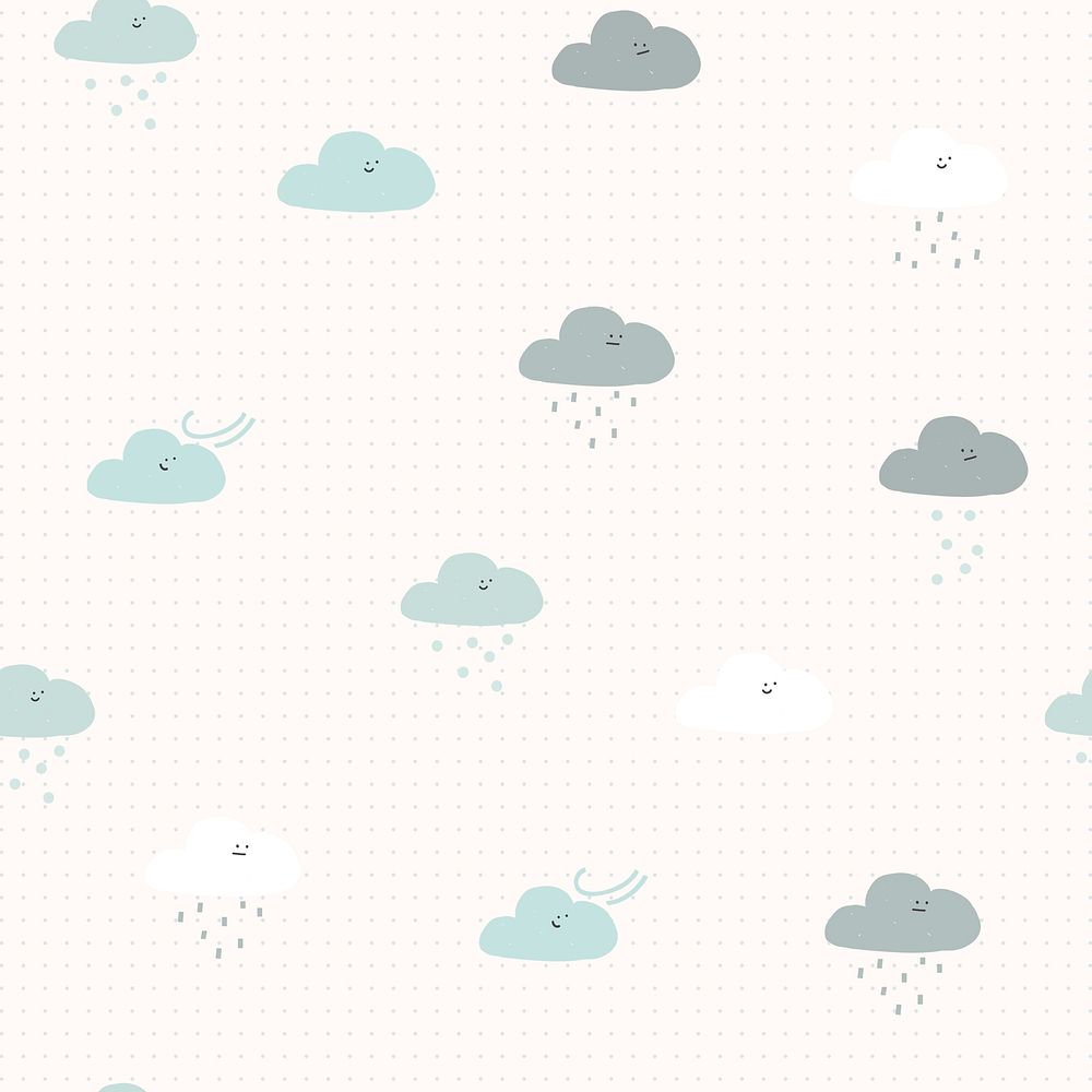 Clouds seamless pattern background psd snowing and raining illustration