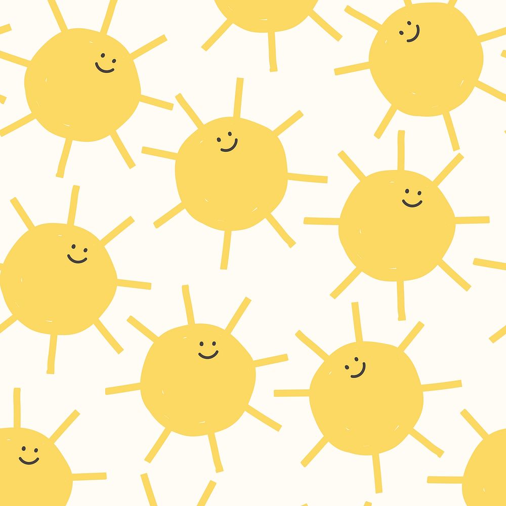 Sun seamless pattern background psd happy weather doodle for kids