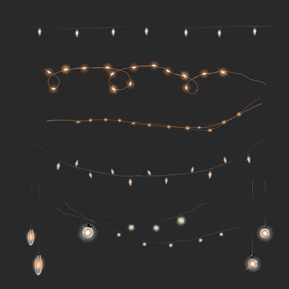 String light design elements psd on dark gray background