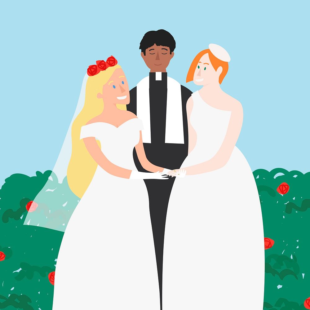 Same sex marriage wedding ceremony vector social media post