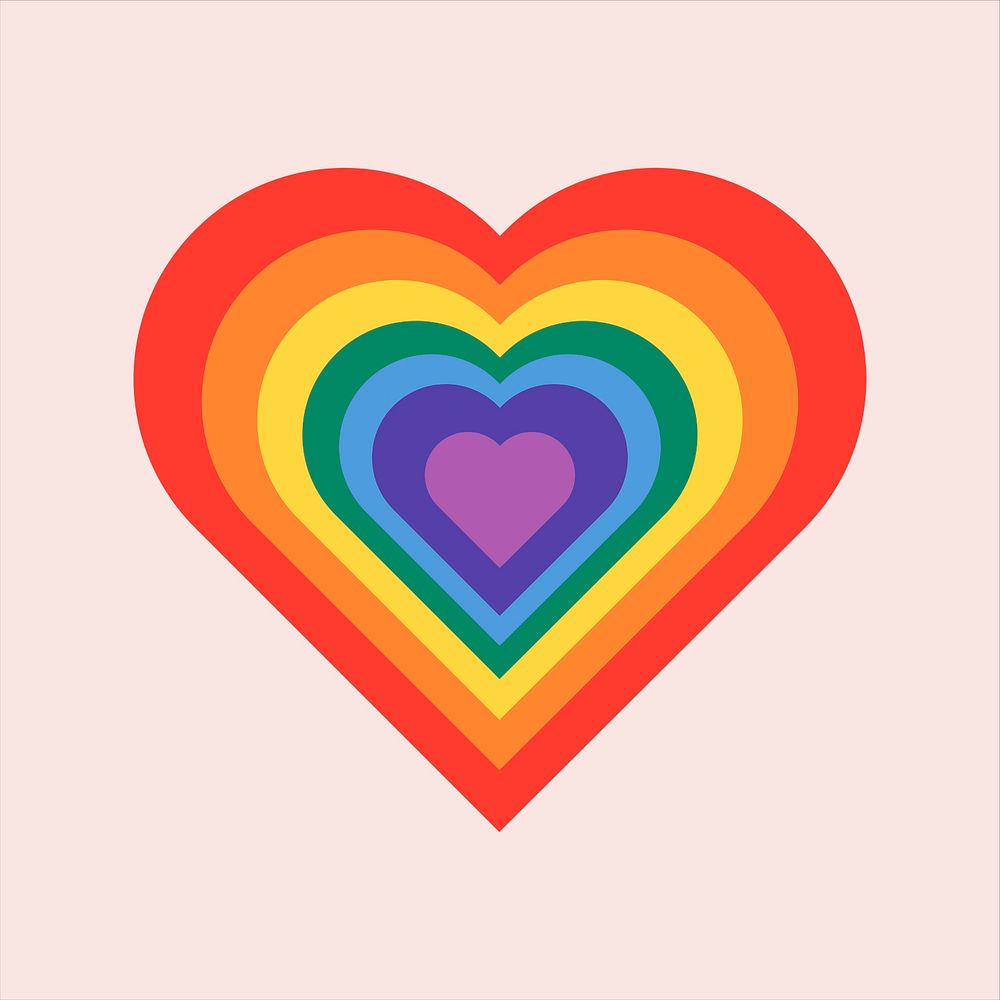 Rainbow heart psd for LGBTQ pride month concept