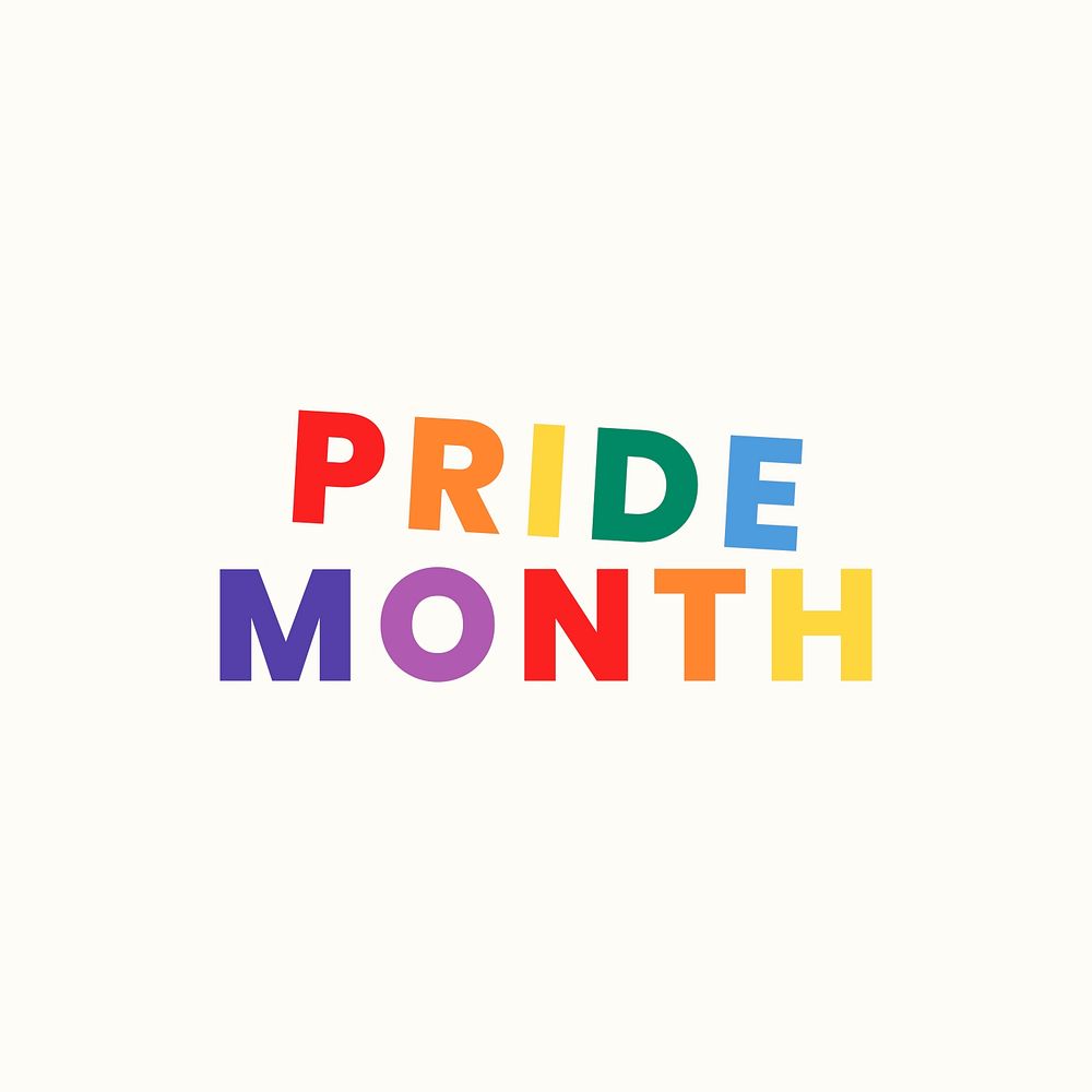 Pride month word psd in rainbow color