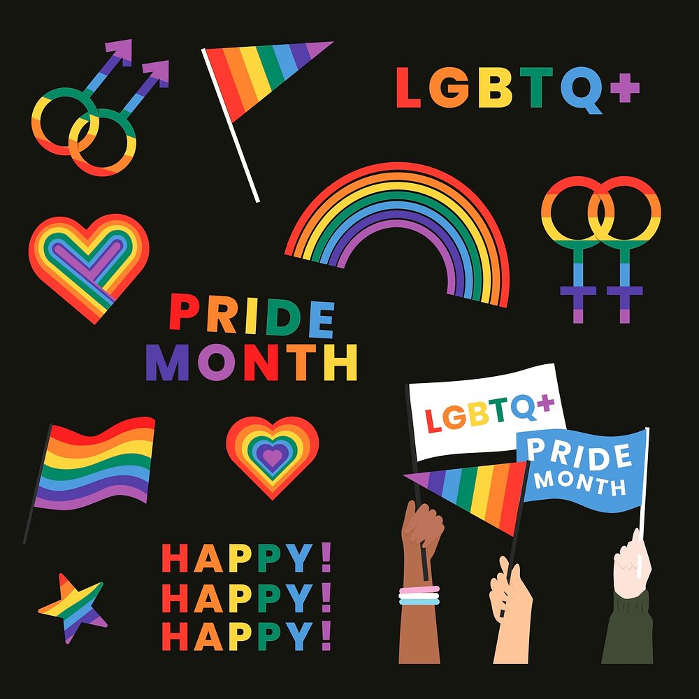 Pride month LGBTQ vector element set