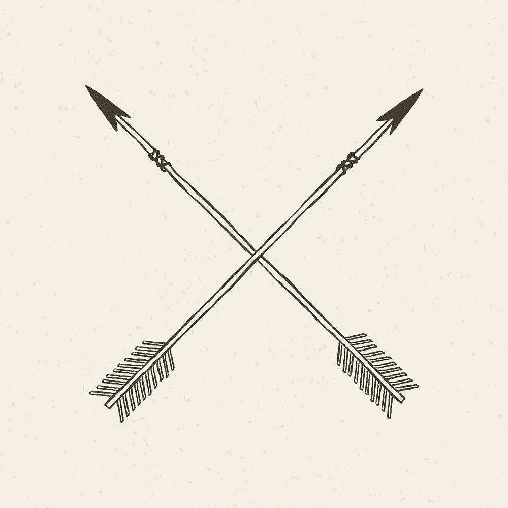 Crossed arrow psd logo hand drawn vintage theme