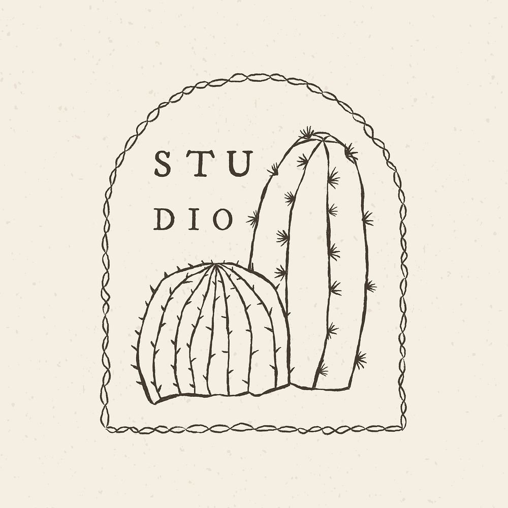 Cute cactus studio logo psd