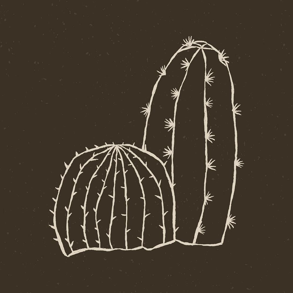 Doodle cactus psd logo vintage theme