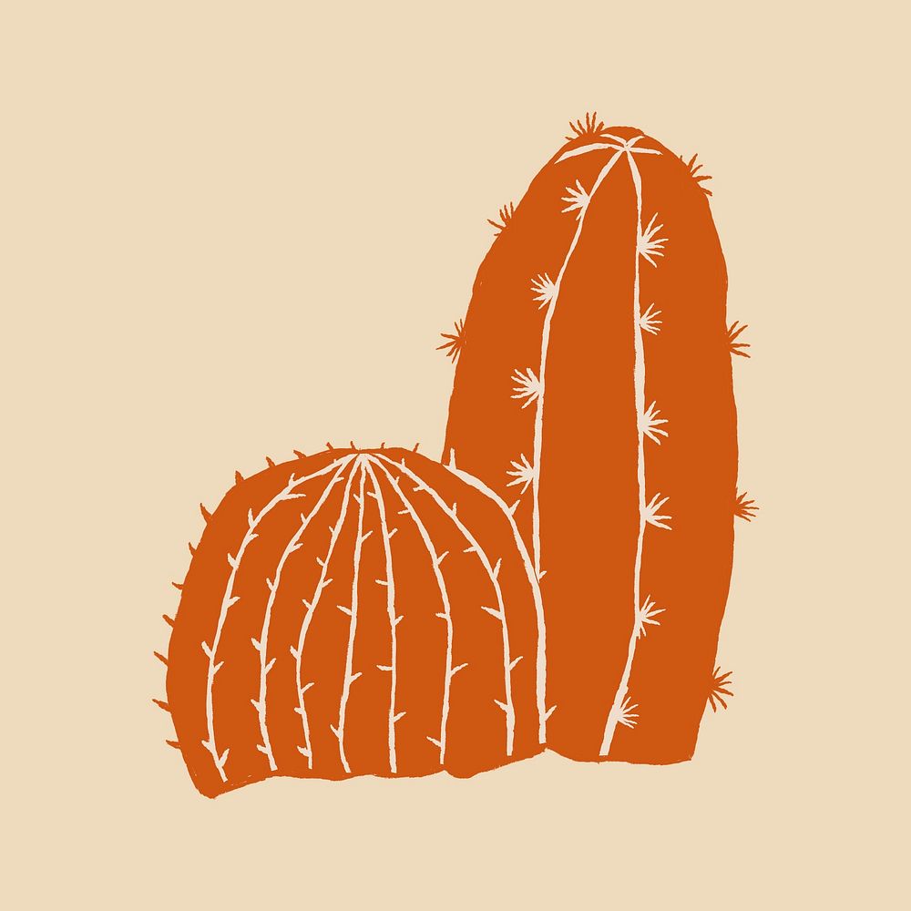 Doodle cactus psd logo vintage theme