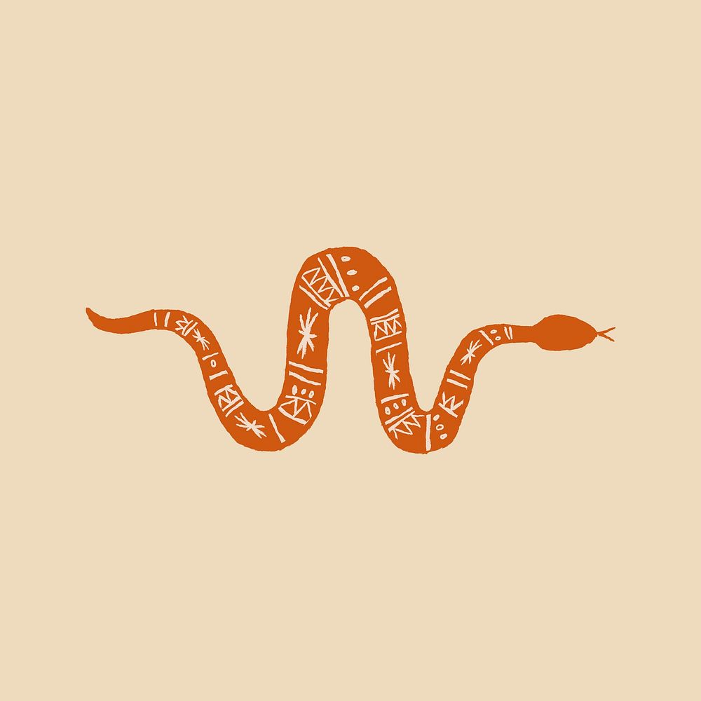 Snake logo vector hand drawn  in orange