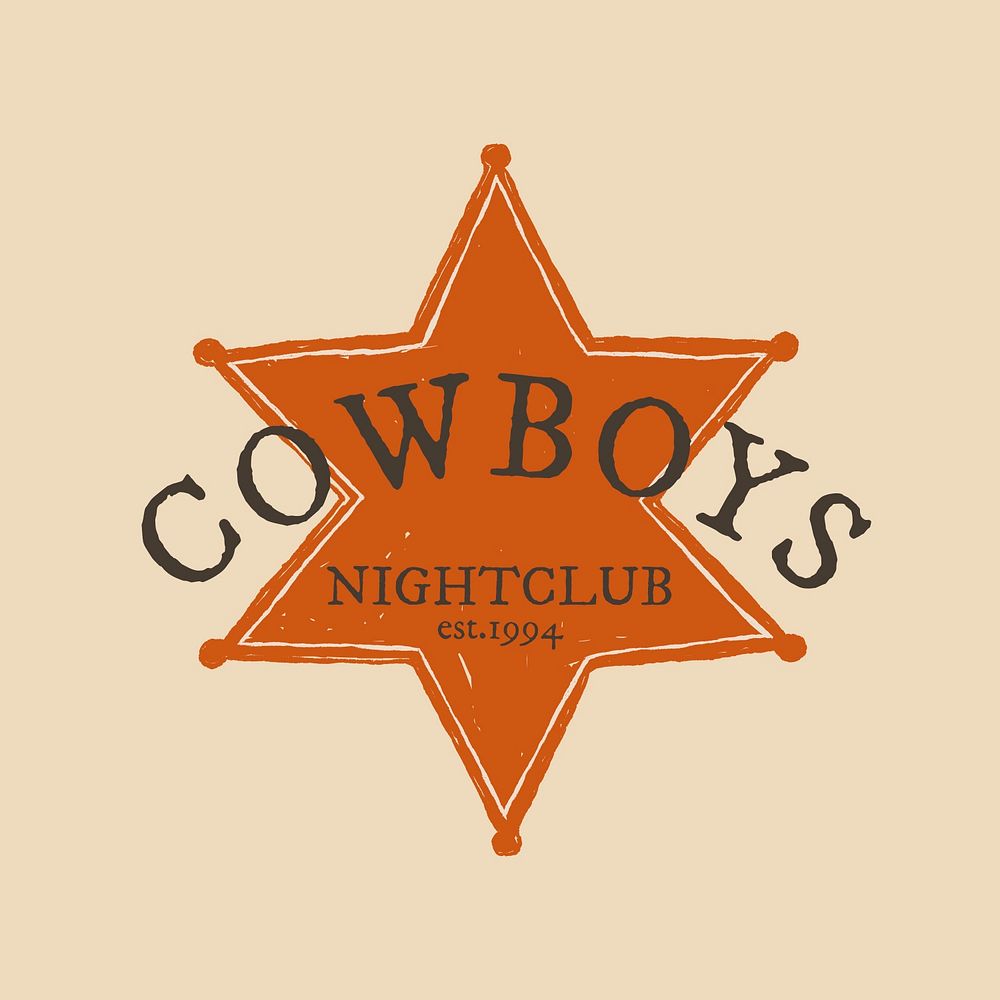 Vintage sheriff badge logo psd illustration in wild west theme