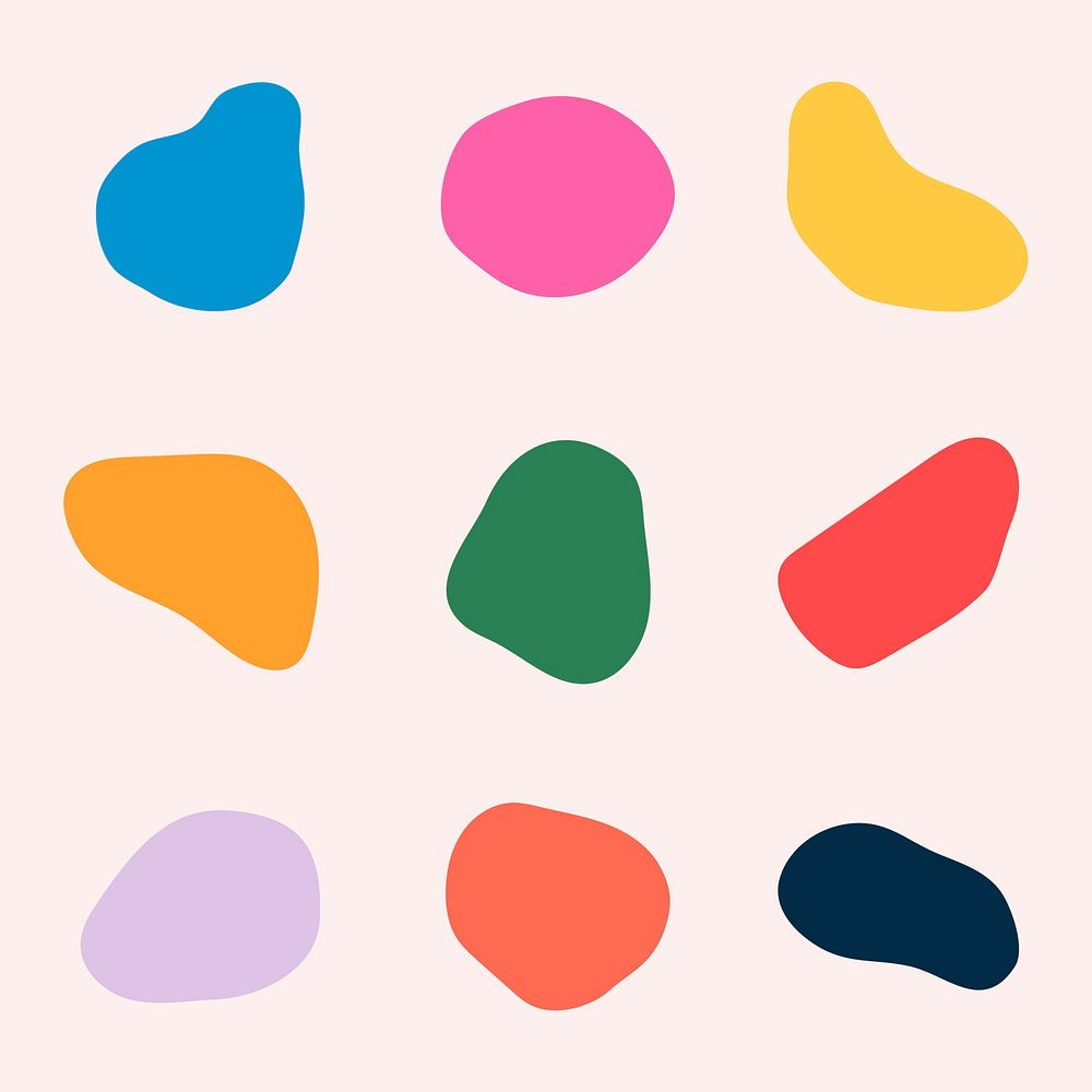 Colorful abstract shapes sticker psd set