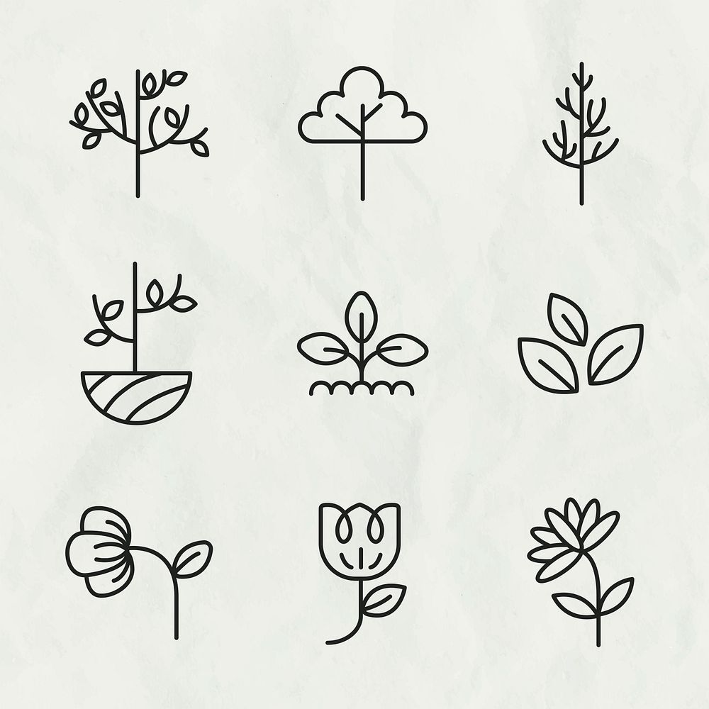 Black eco line icon psd set