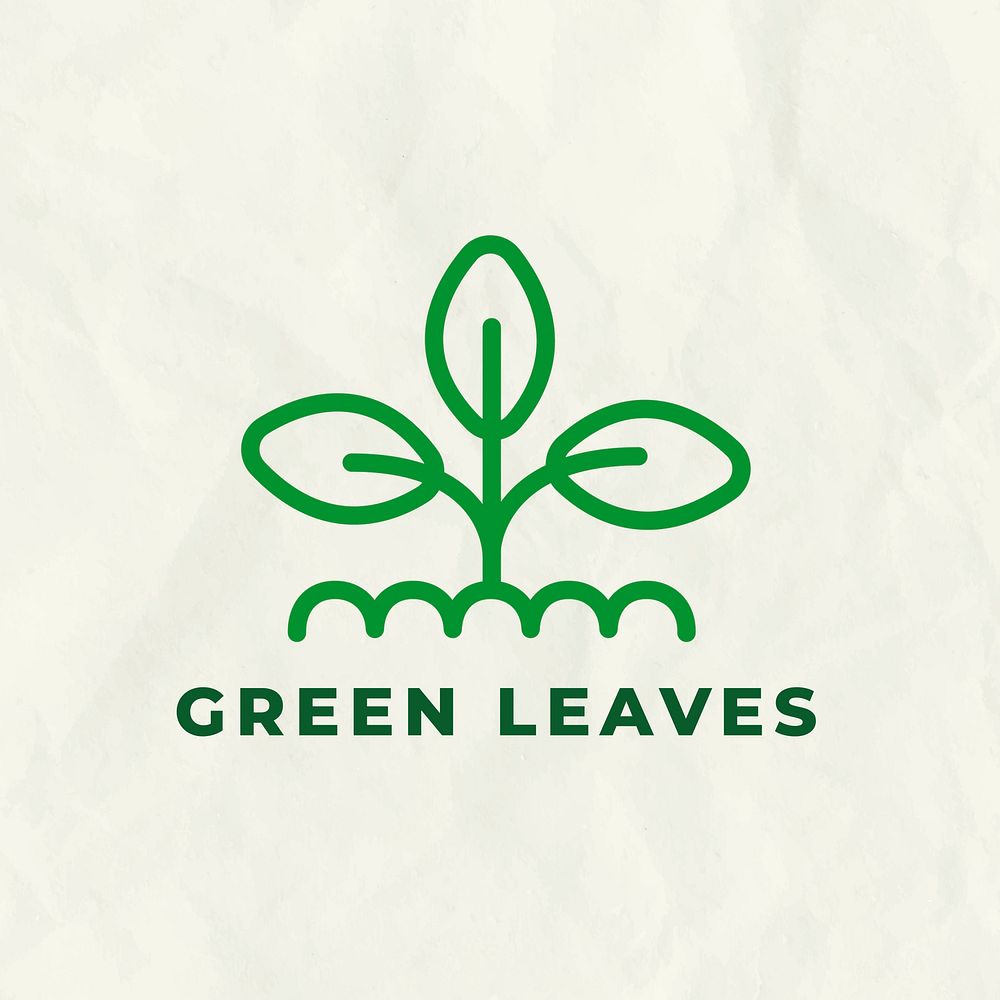 Line leaf eco logo illustration with text