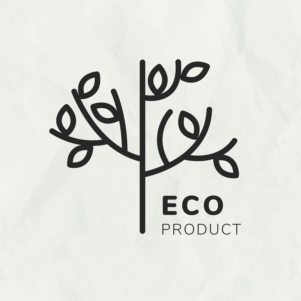 Line tree logo template psd for branding with text
