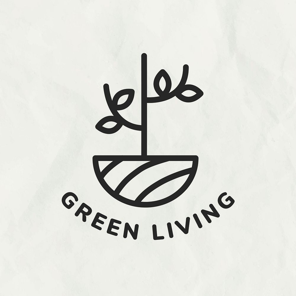 Green living line art logo badge
