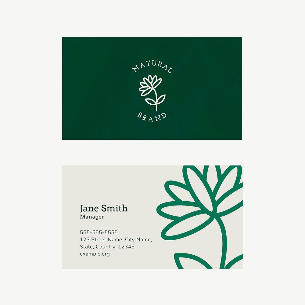 Business card template vector for natural brand