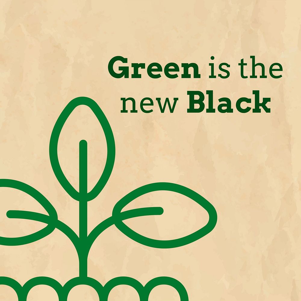 Green is the new back social media post line art design