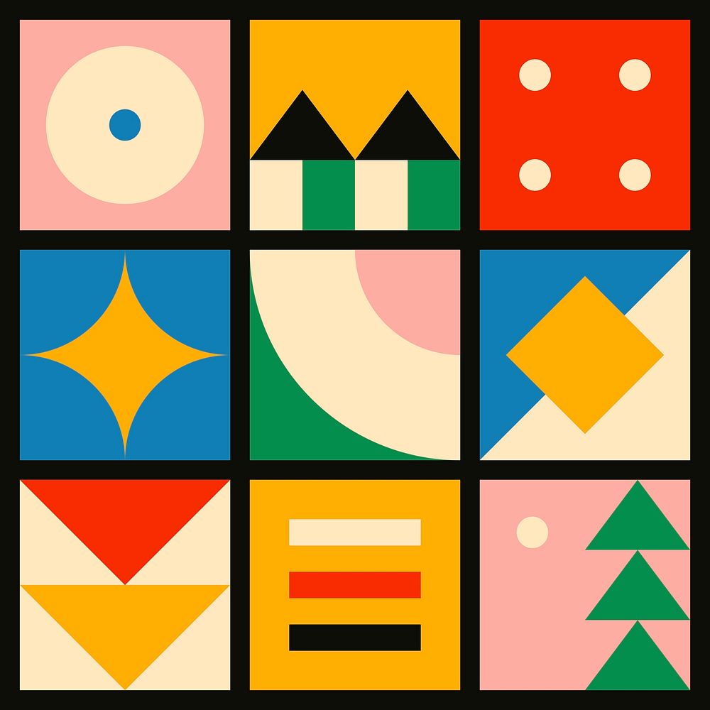 Bauhaus inspired shape vector flat design set