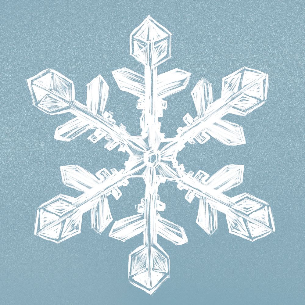 Winter snowflake illustration psd on blue background