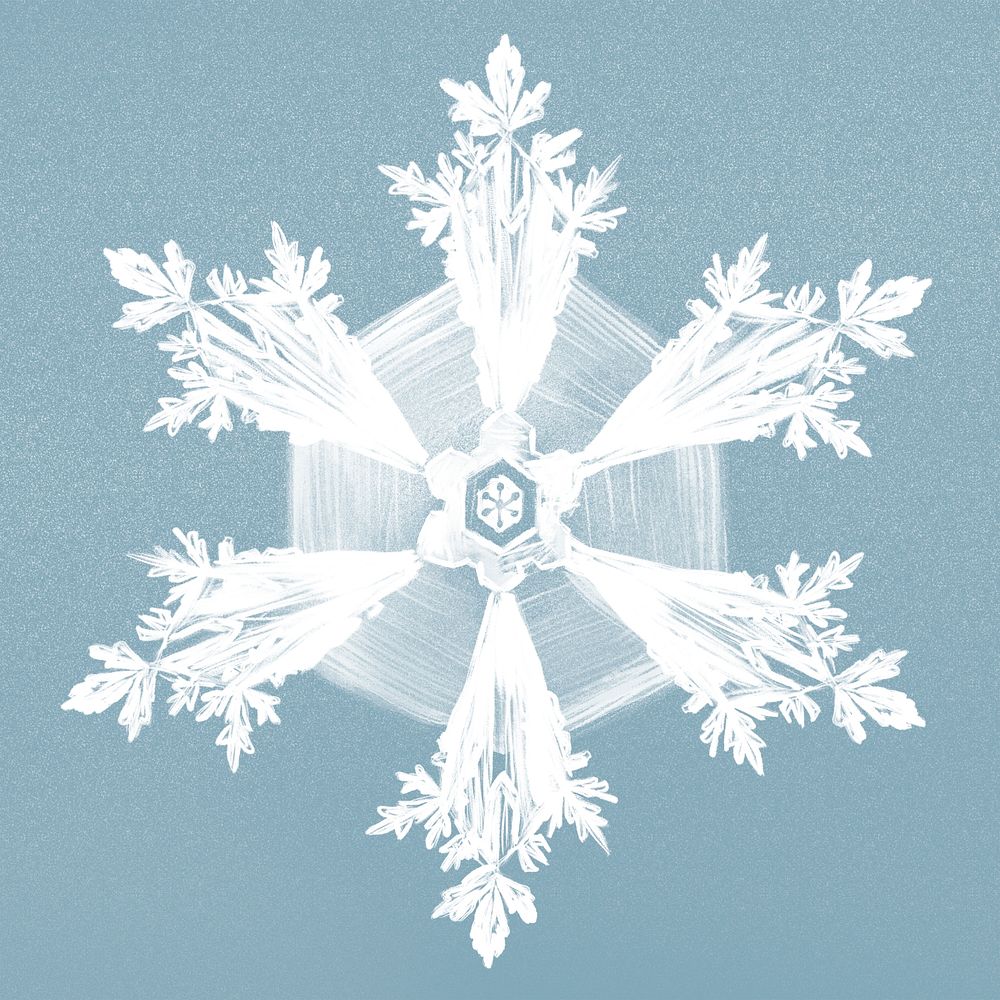 Winter snowflake illustration psd on blue background