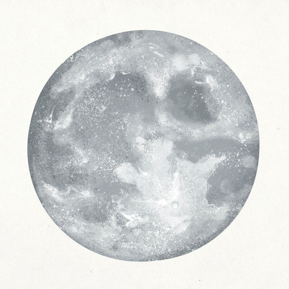 Grey full moon illustration psd on white background