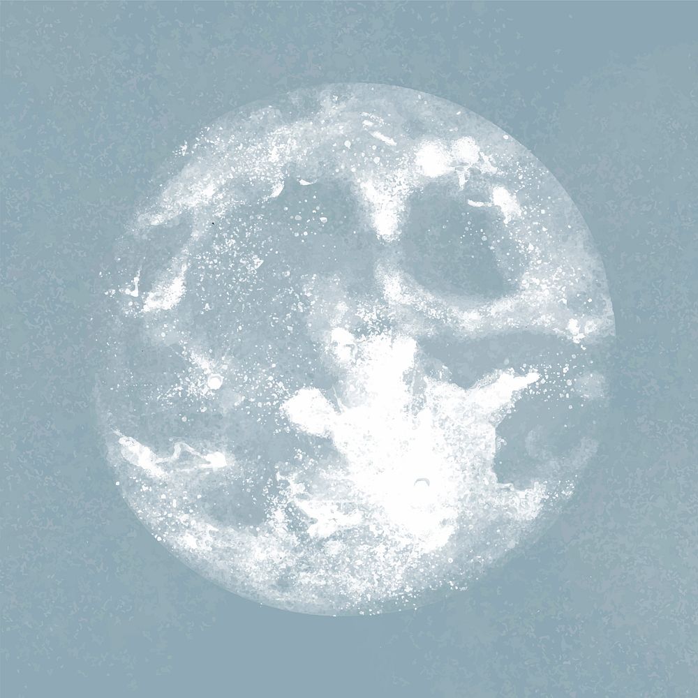 Grey full moon illustration vector on blue background 