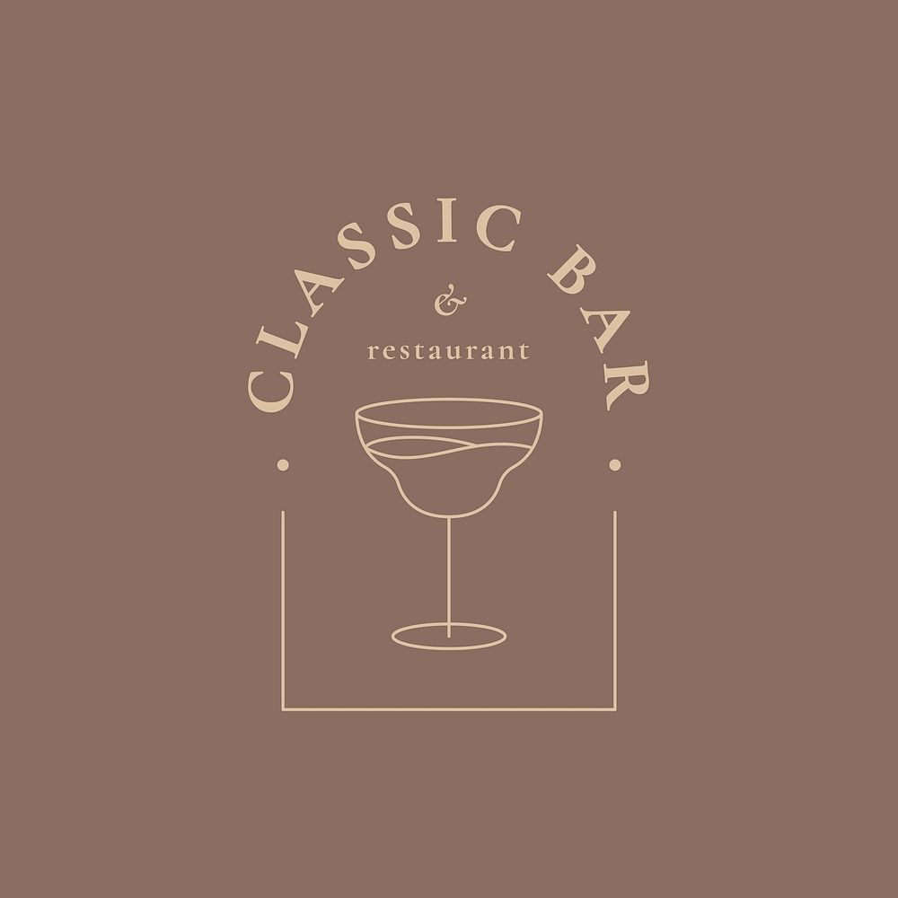 Luxury bar logo template vector with minimal cocktail glass illustration