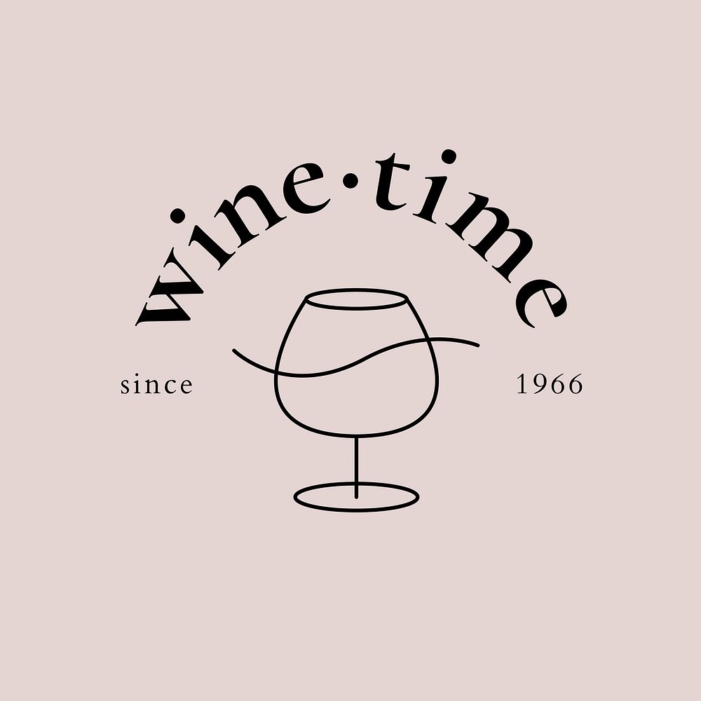 Wine bar logo template vector with minimal wine glass illustration