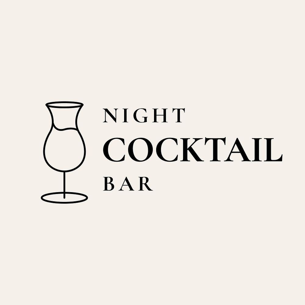 Luxury bar logo template vector with minimal cocktail glass illustration