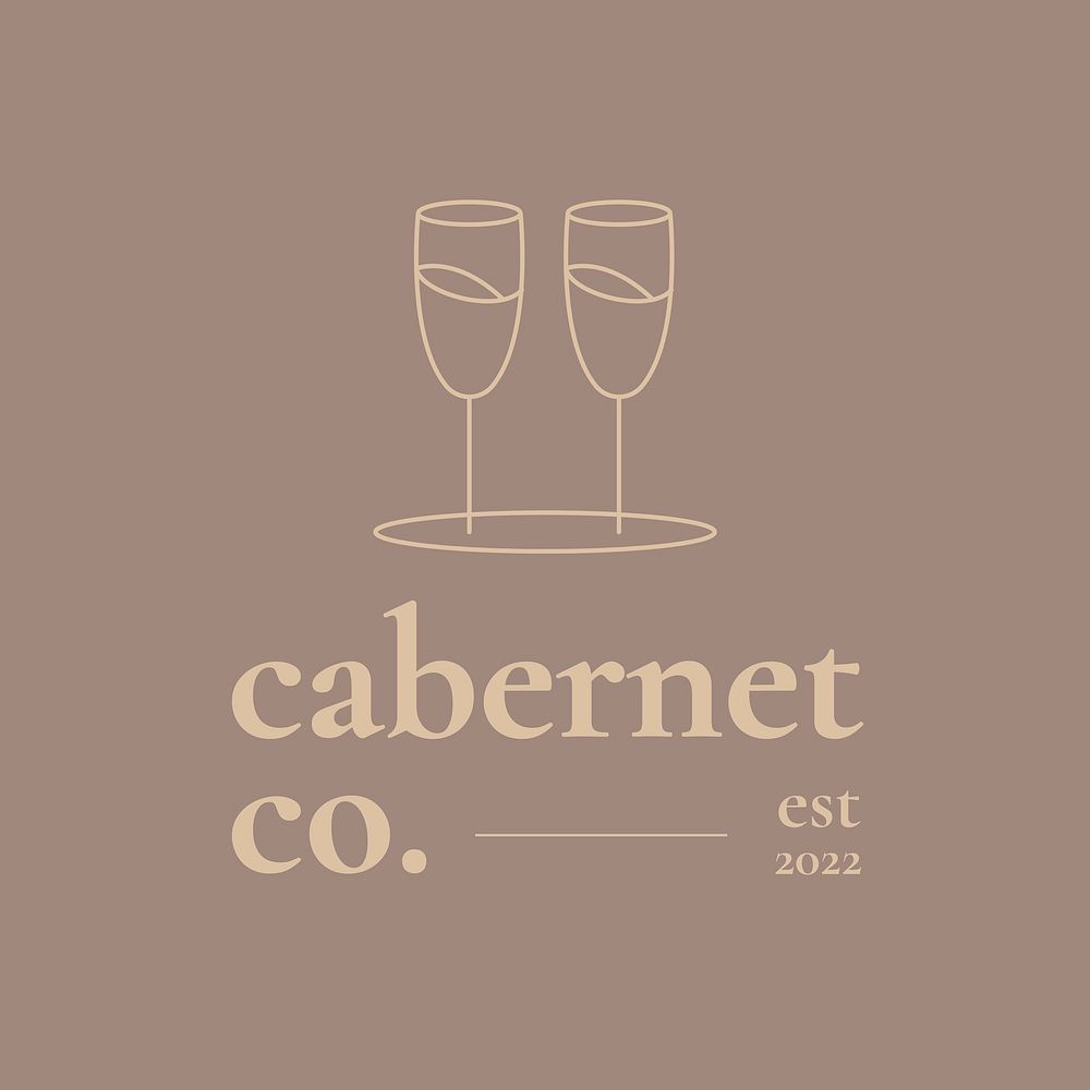 Wine bar logo template vector with minimal wine glass illustration