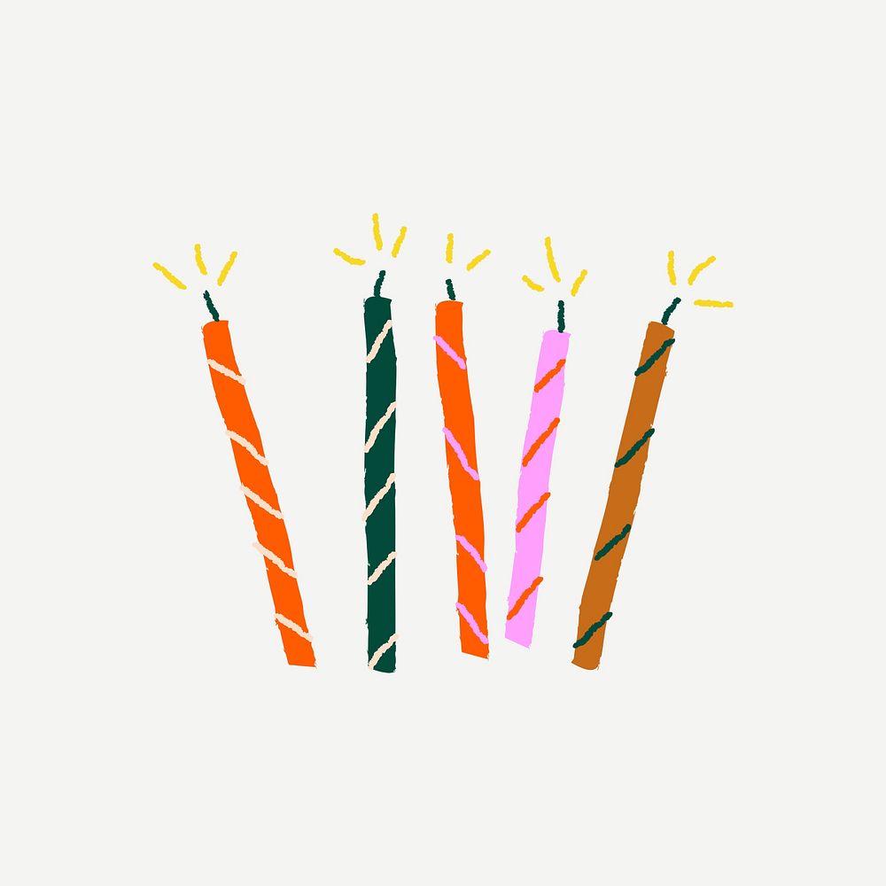 Birthday candles celebration sticker psd cute doodle