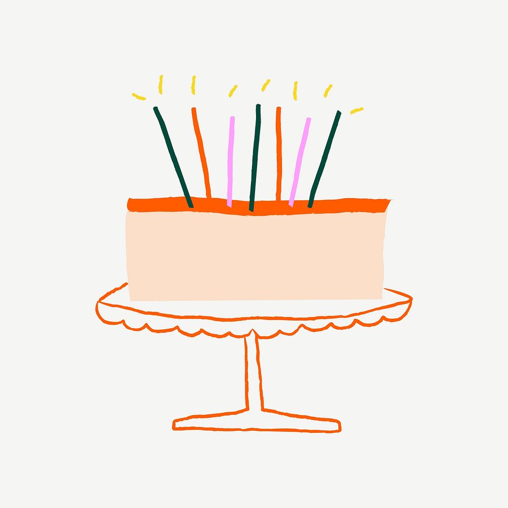Birthday cake celebration sticker vector cute doodle
