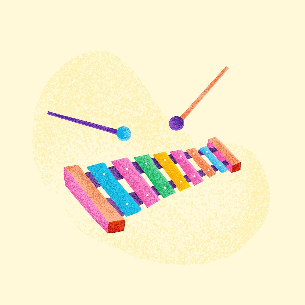 Colorful xylophone sticker psd musical instrument illustration