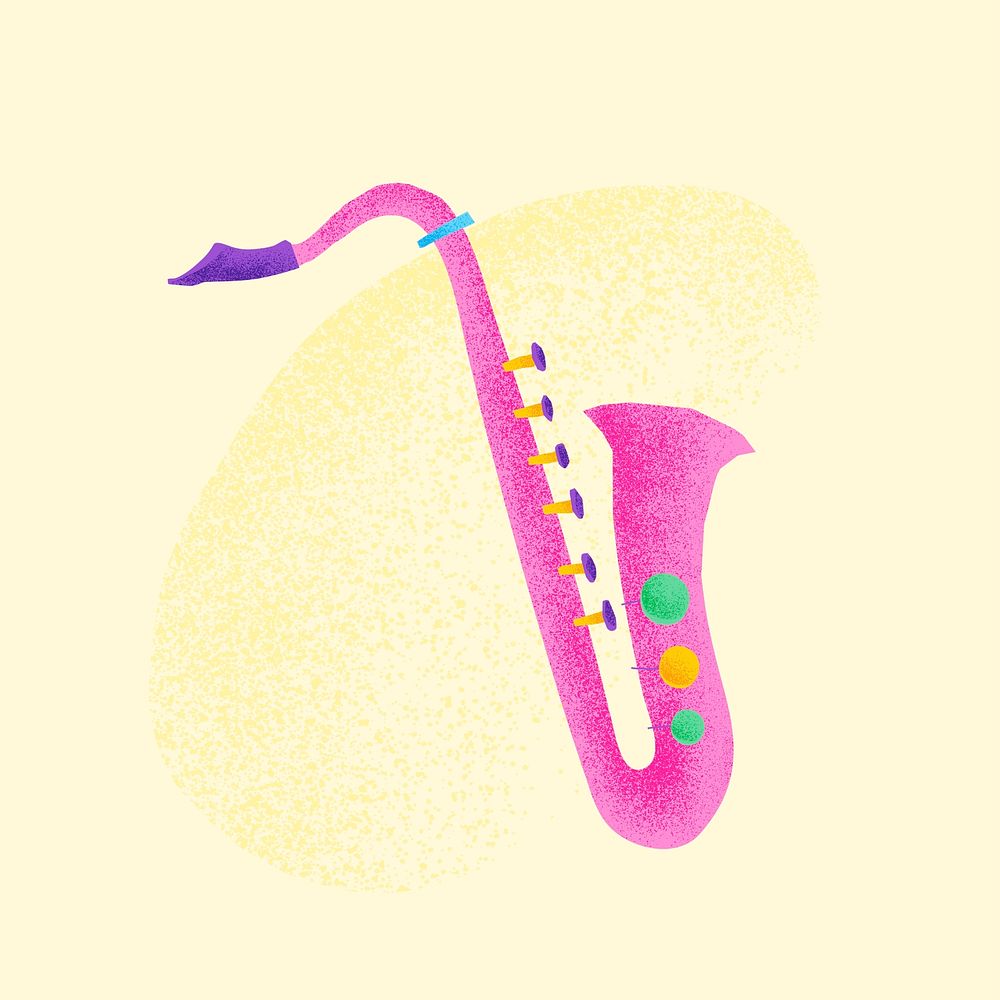 Pink saxophone sticker psd musical instrument illustration