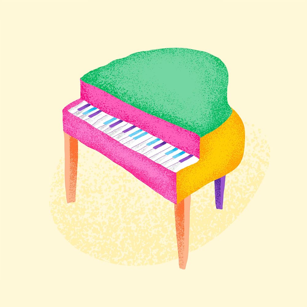 Green piano sticker vector musical instrument illustration