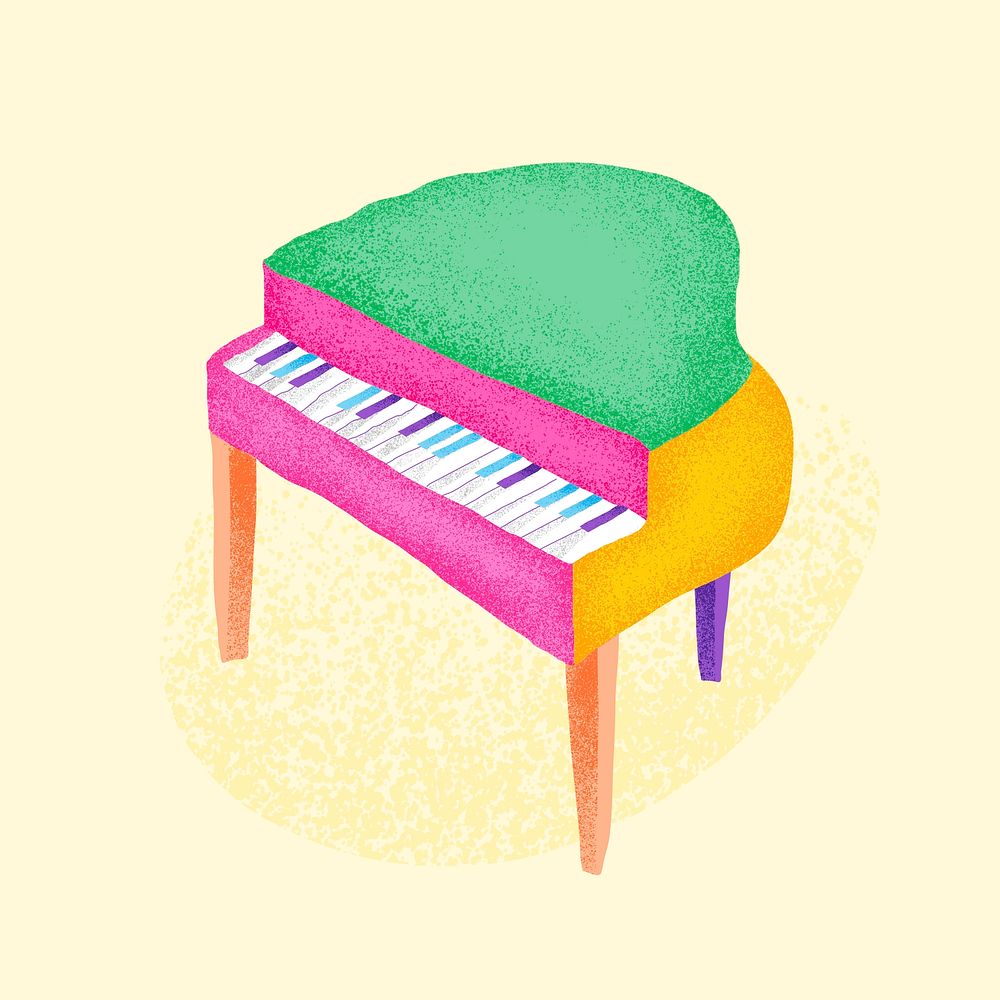 Green piano sticker psd musical instrument illustration