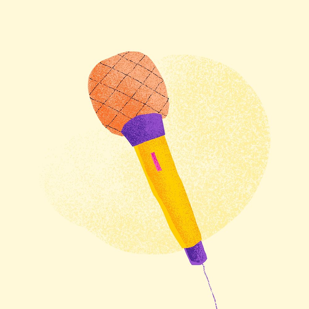 Orange microphone sticker psd flat design illustration
