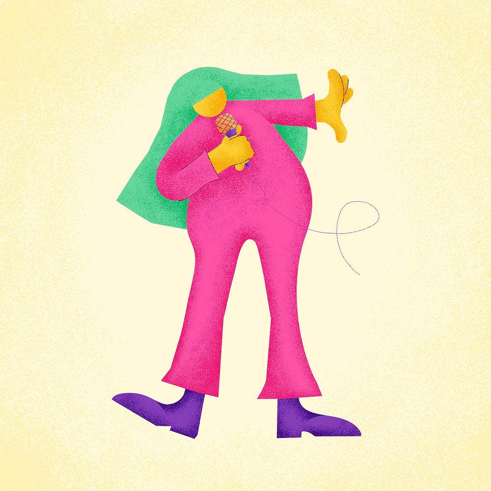 Singer sticker psd colorful musician illustration