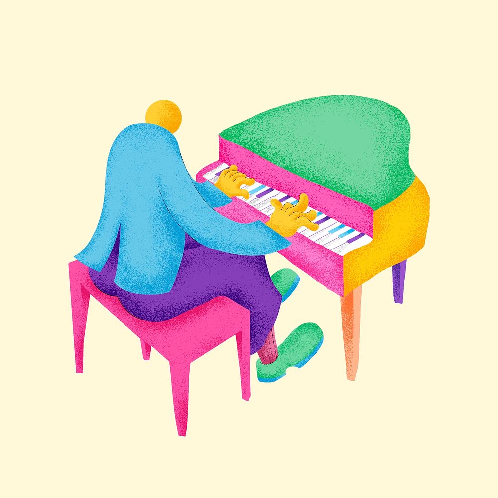 Pianist sticker vector colorful musician illustration