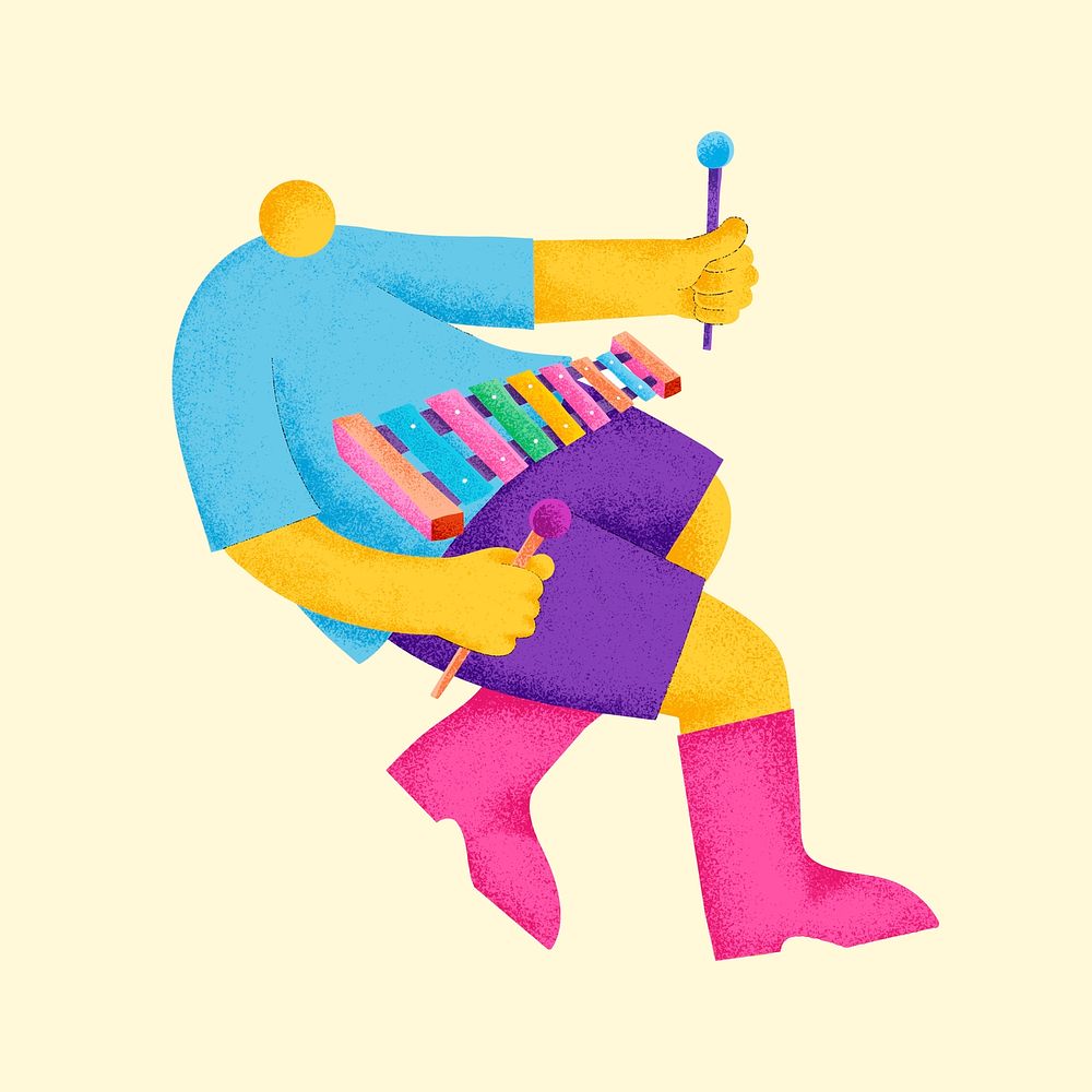 Xylophonist sticker vector colorful musician illustration