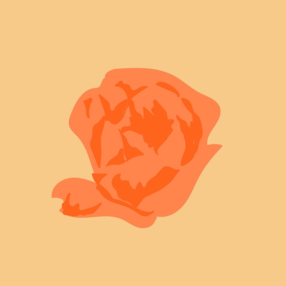 Orange rose floral illustration on beige background