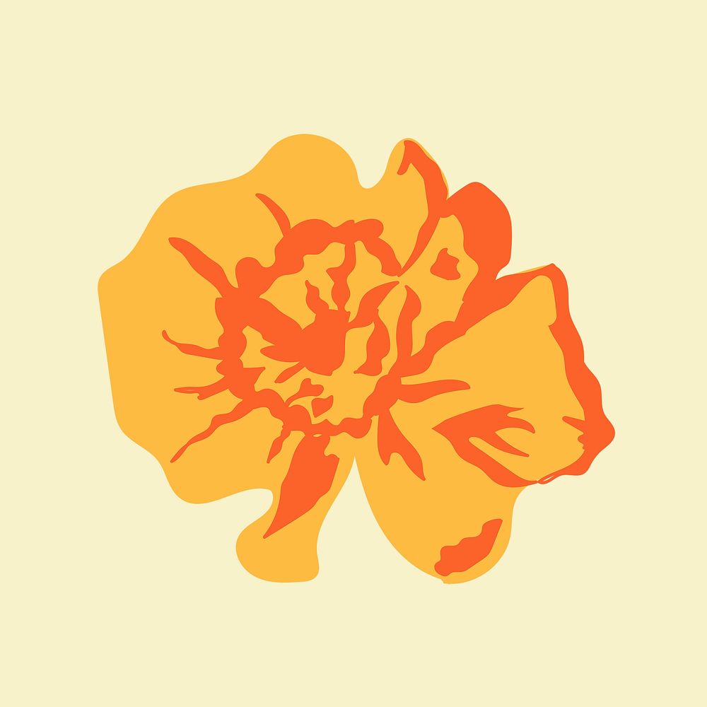 Yellow rose floral sticker psd on beige background
