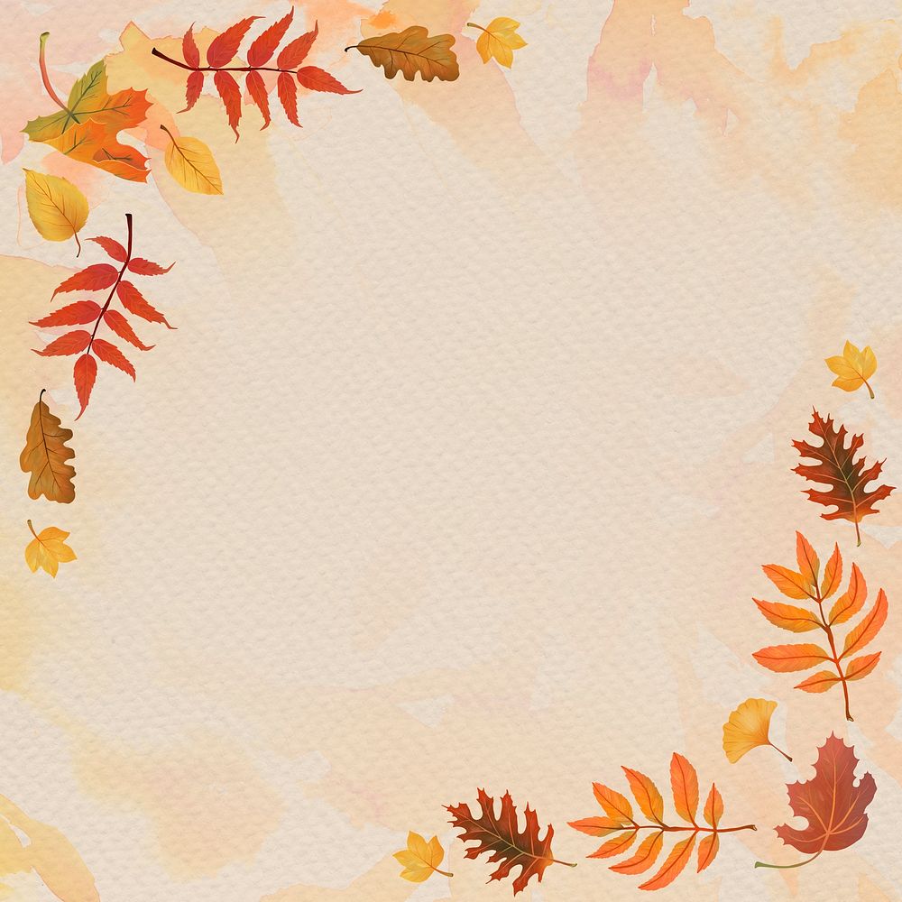 Fall leaves frame psd on beige background