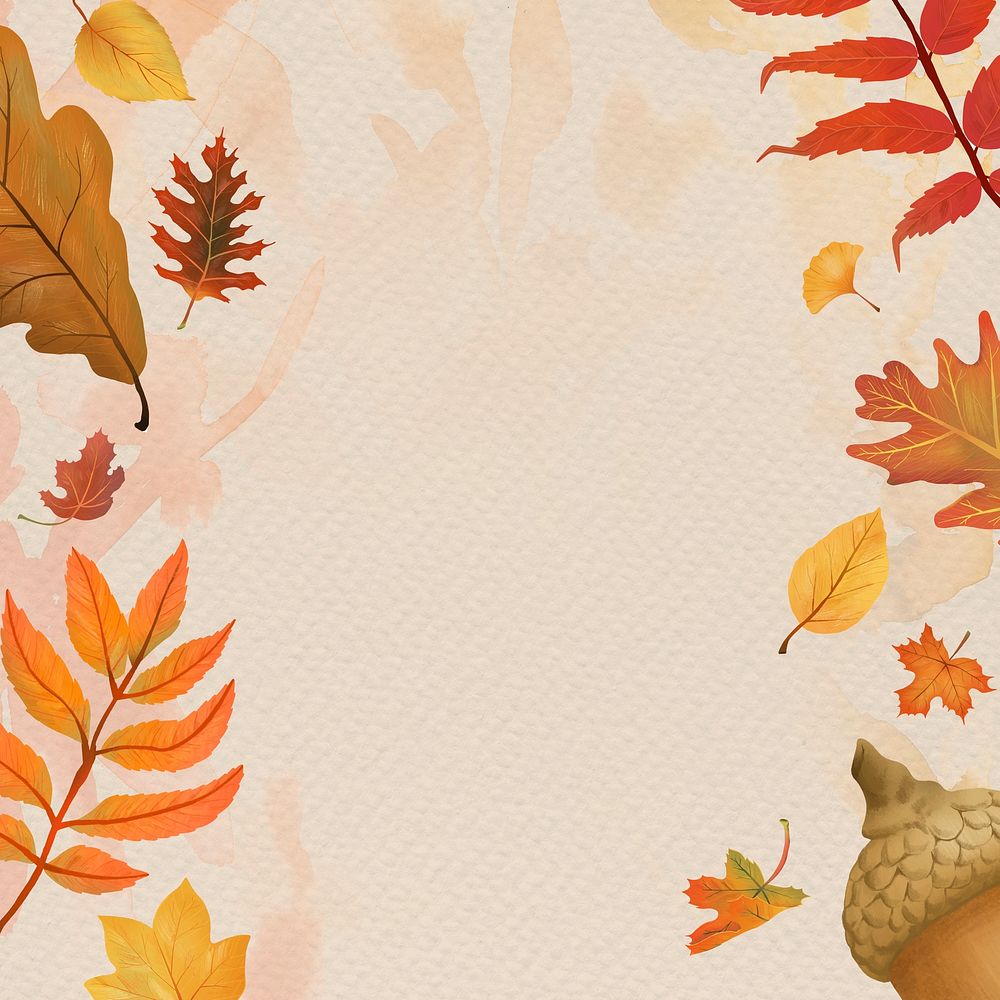 Autumn leaves beige background psd