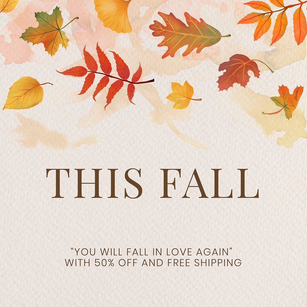 Fall sell template psd for social media post