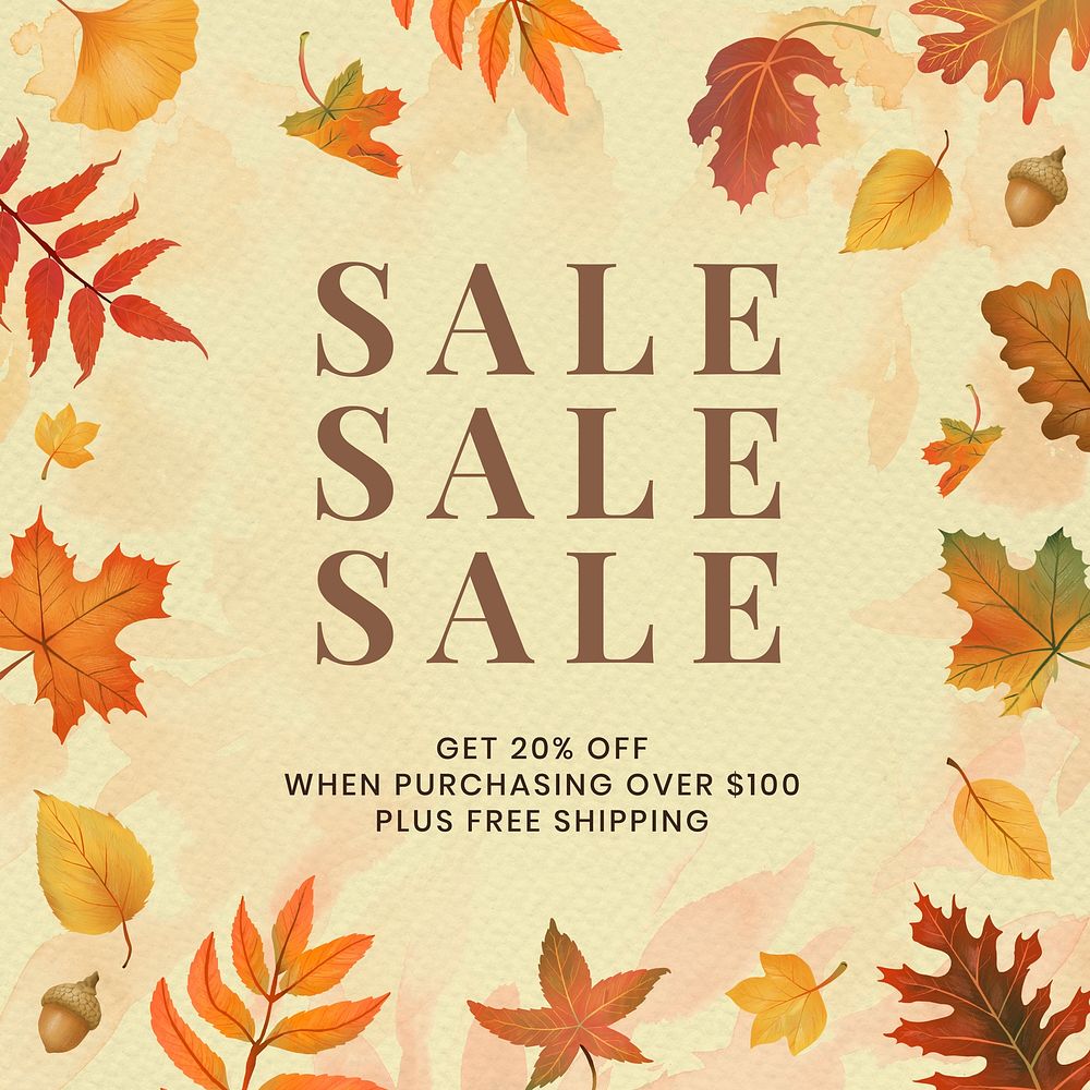 Fall sell template psd for social media post