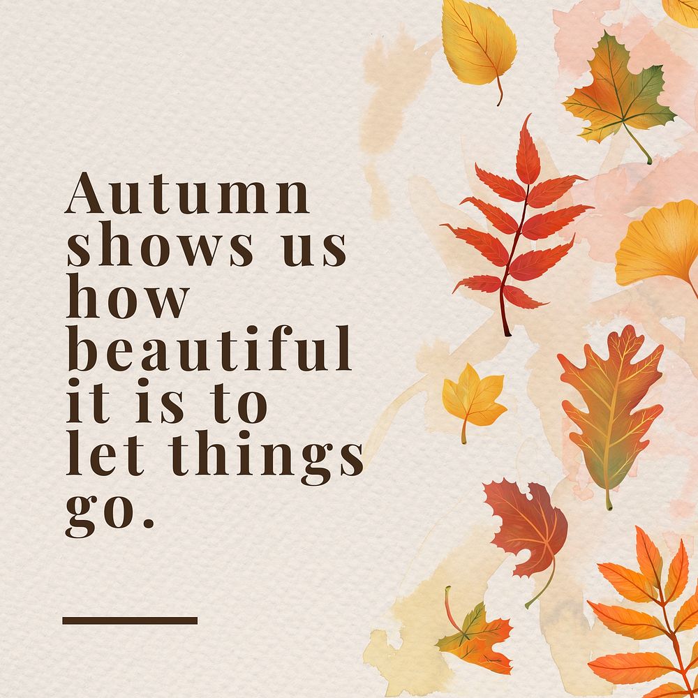 Autumn quote template psd for social media post