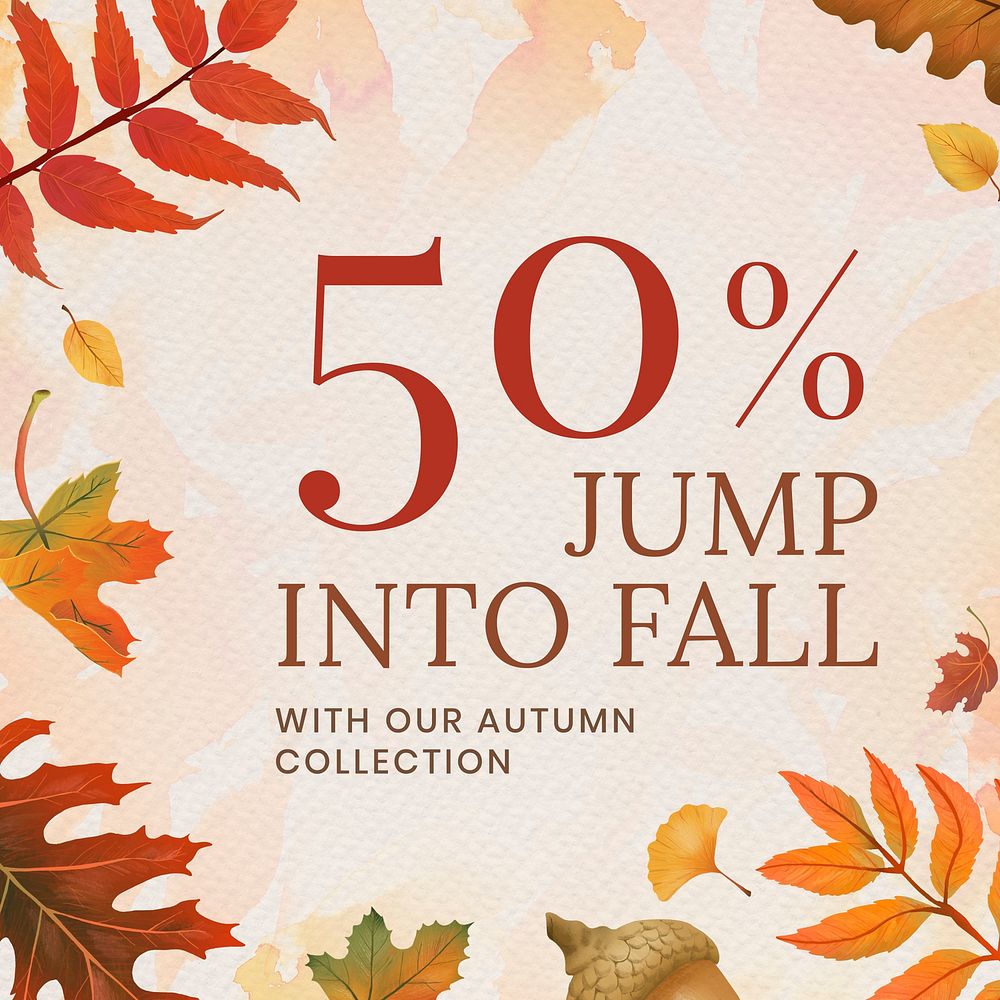 Fall sell template psd for social media post